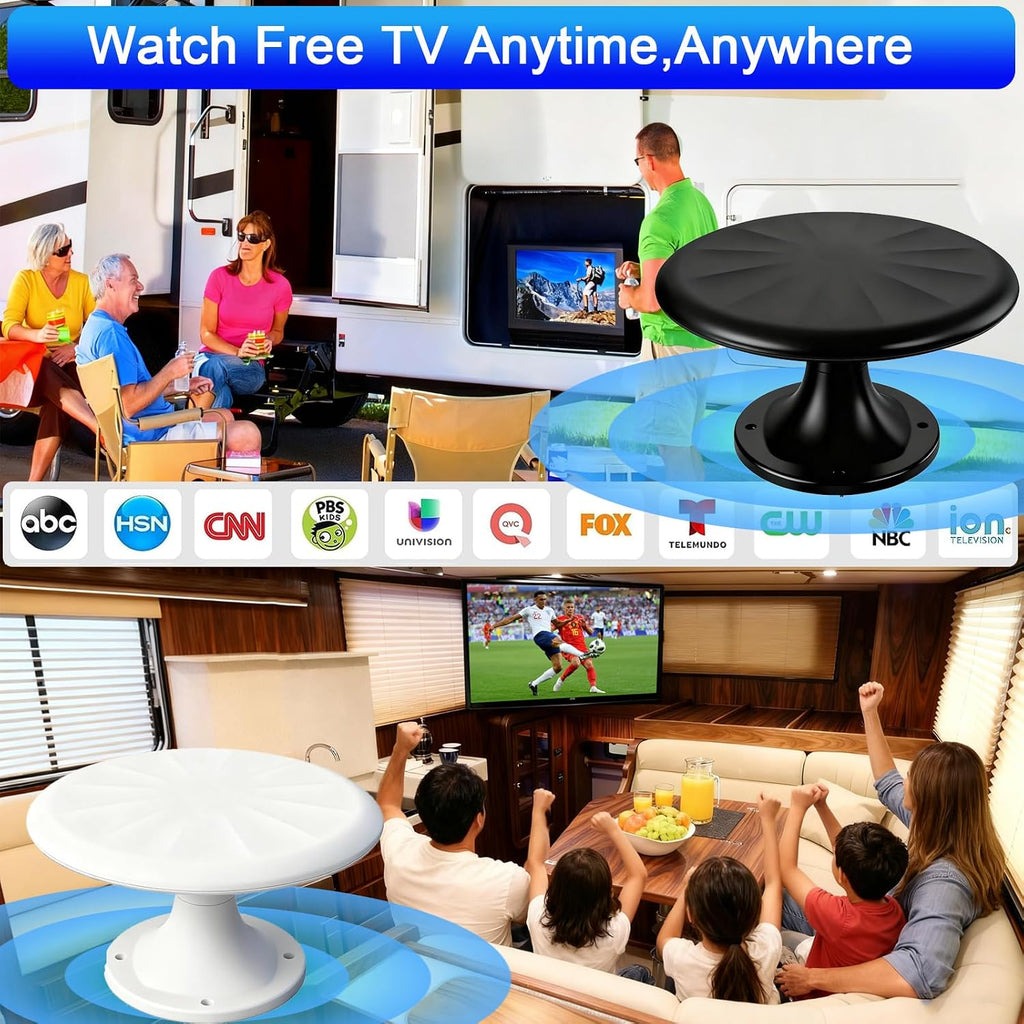 Antena de TV RV para cámper, antena de RV montada en el techo al aire libre, negro XL