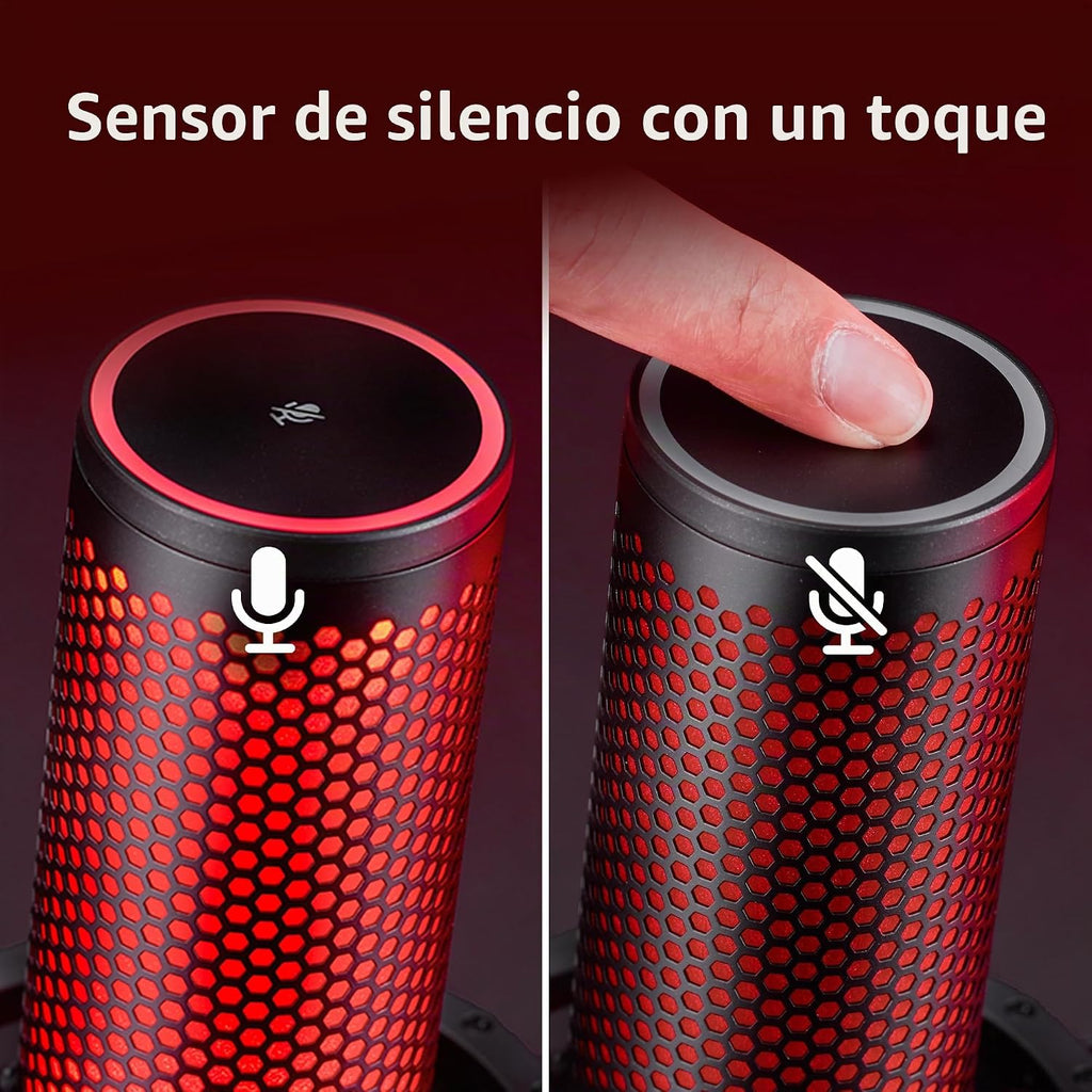 HyperX QuadCast 2 - Micrófono USB para juegos, transmisión y podcasting, con controles integrados, iluminación LED, soporte de choque extraíble, PC, Mac, PS5, PS4, USB-C, color negro