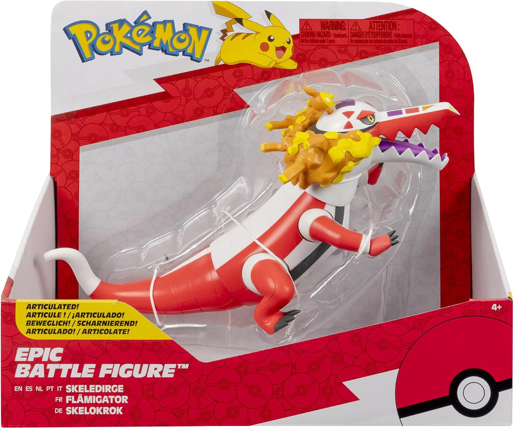 Pokemon Skeledirge - Figura de batalla épica articulada de 12 pulgadas con soporte de exhibición