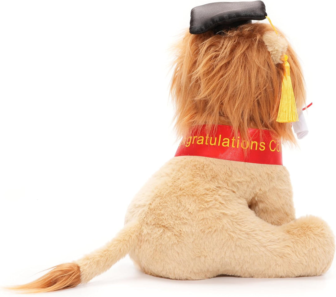 WEIGEDU Juguete de peluche de león de graduación con gorra y banda...