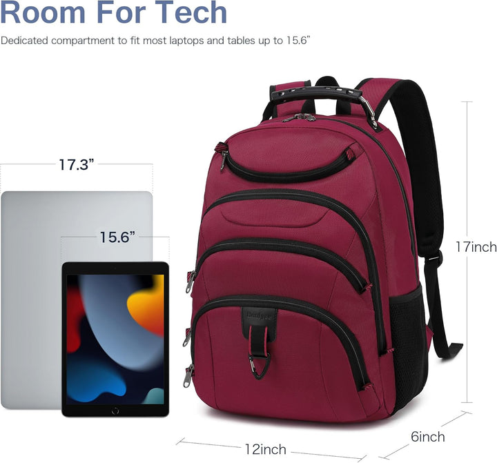 Mochila para laptop Boavan para hombres (Negro, 15.6 pulgadas), Roj...