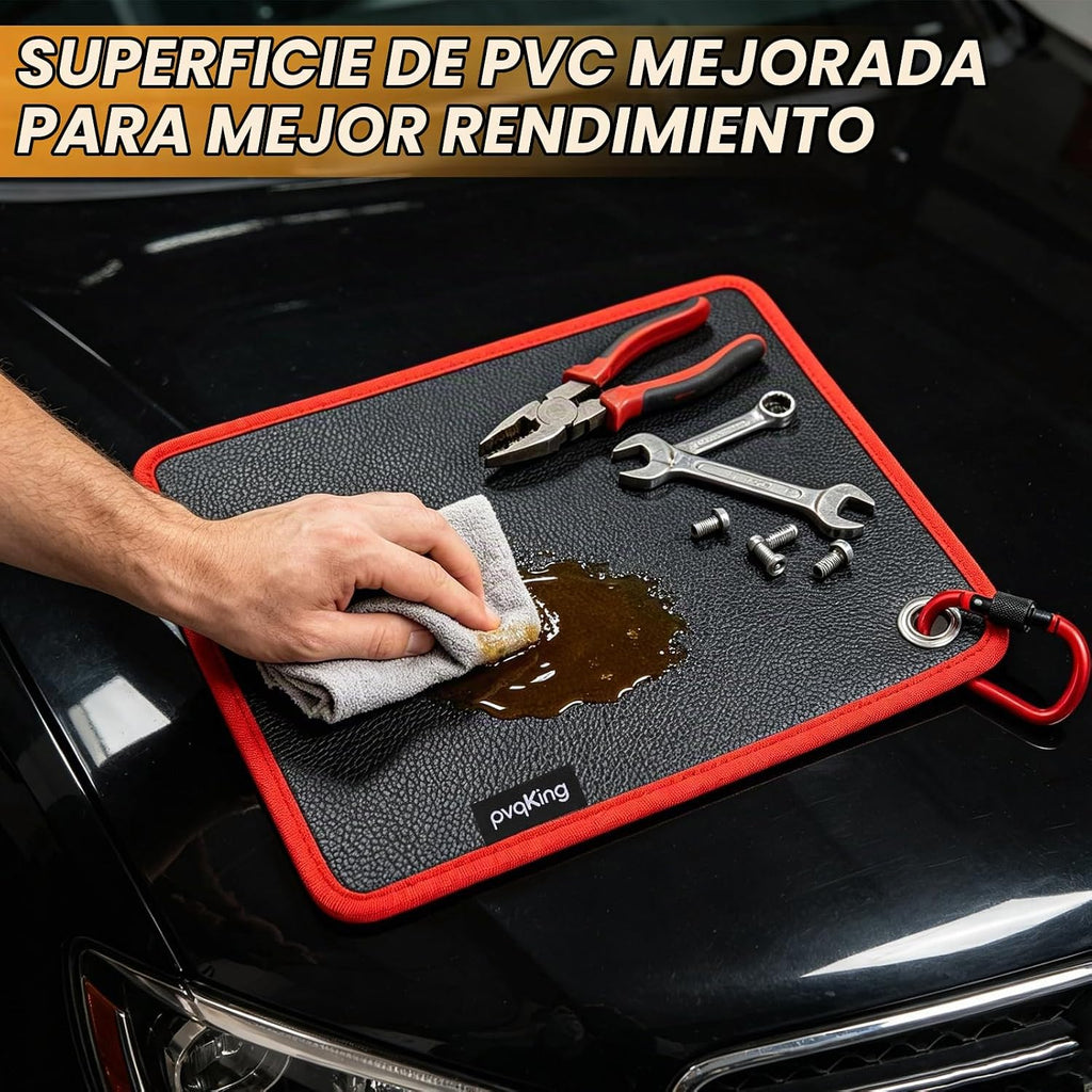 Tapete magnético flexible para herramientas, almohadilla magnética de 40 libras con selector magnético, agujero circular para colgar y gancho de mosquetón, organizador de almacenamiento para automóvil