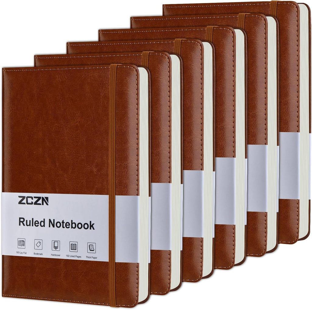 ZCZN Cuadernos rayados para el trabajo, 5.5 x 8.3 pulgadas, 192 páginas, diarios A5 de cuero de tapa dura para escribir, diario y viajes, cuadernos de diario con rayas universitarias para escuela