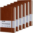 ZCZN Cuadernos rayados para el trabajo, 5.5 x 8.3 pulgadas, 192 páginas, diarios A5 de cuero de tapa dura para escribir, diario y viajes, cuadernos de diario con rayas universitarias para escuela
