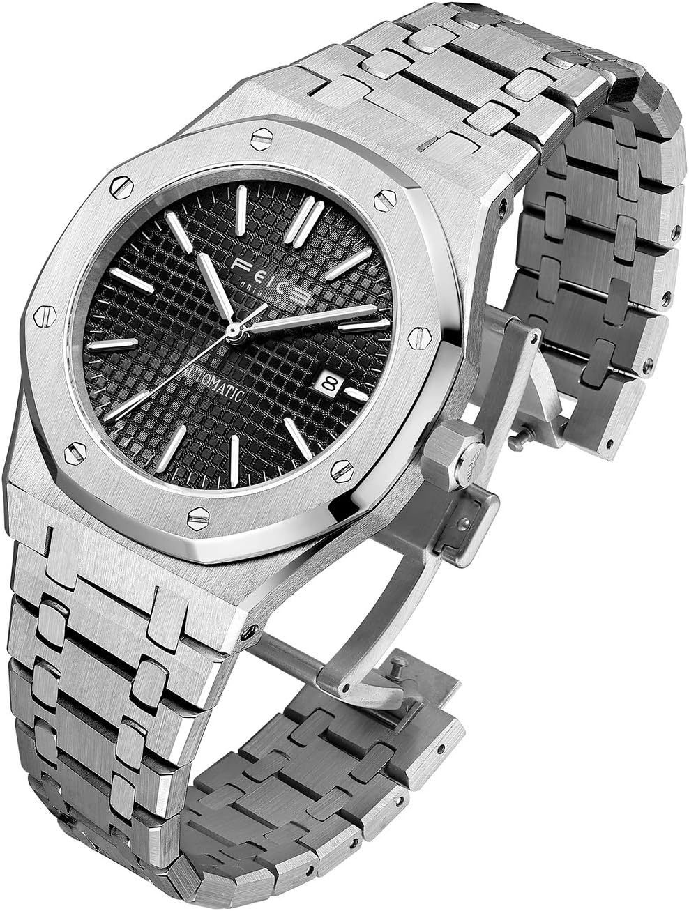 FEICE Reloj automático para hombres, reloj mecánico luminoso impermeable