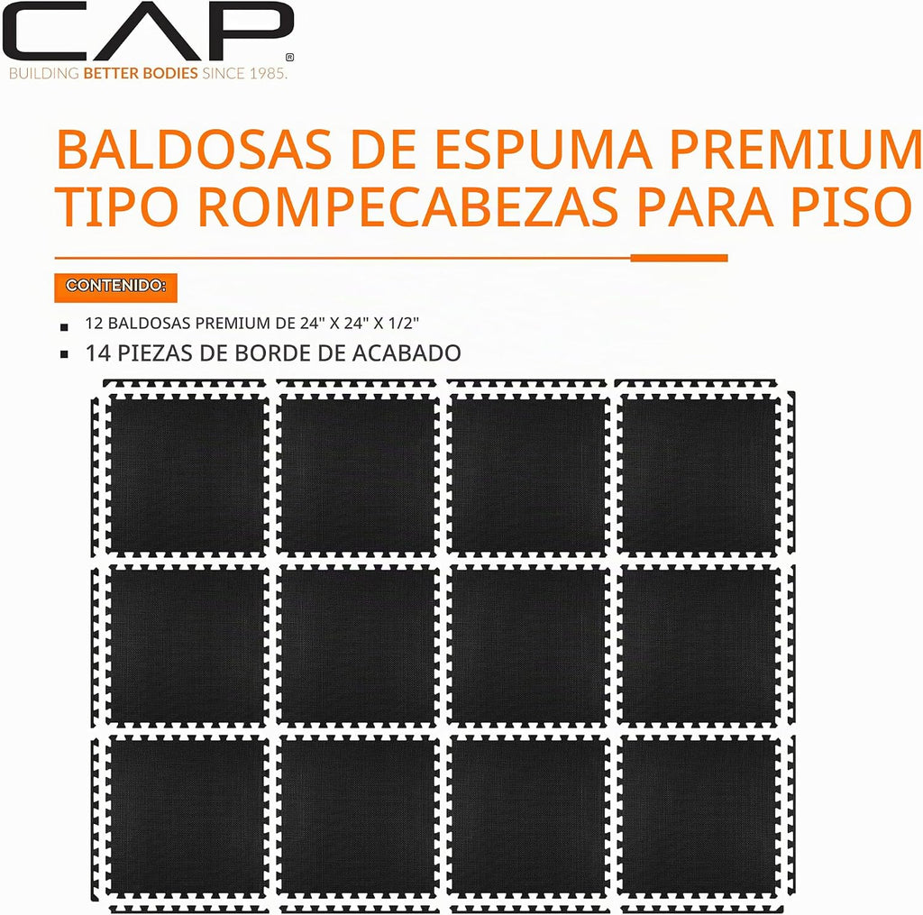 CAP 24-Pulgadas Tapete de Rompecabezas de EVA Foam para Ejercicio, 1/2 Pulgada