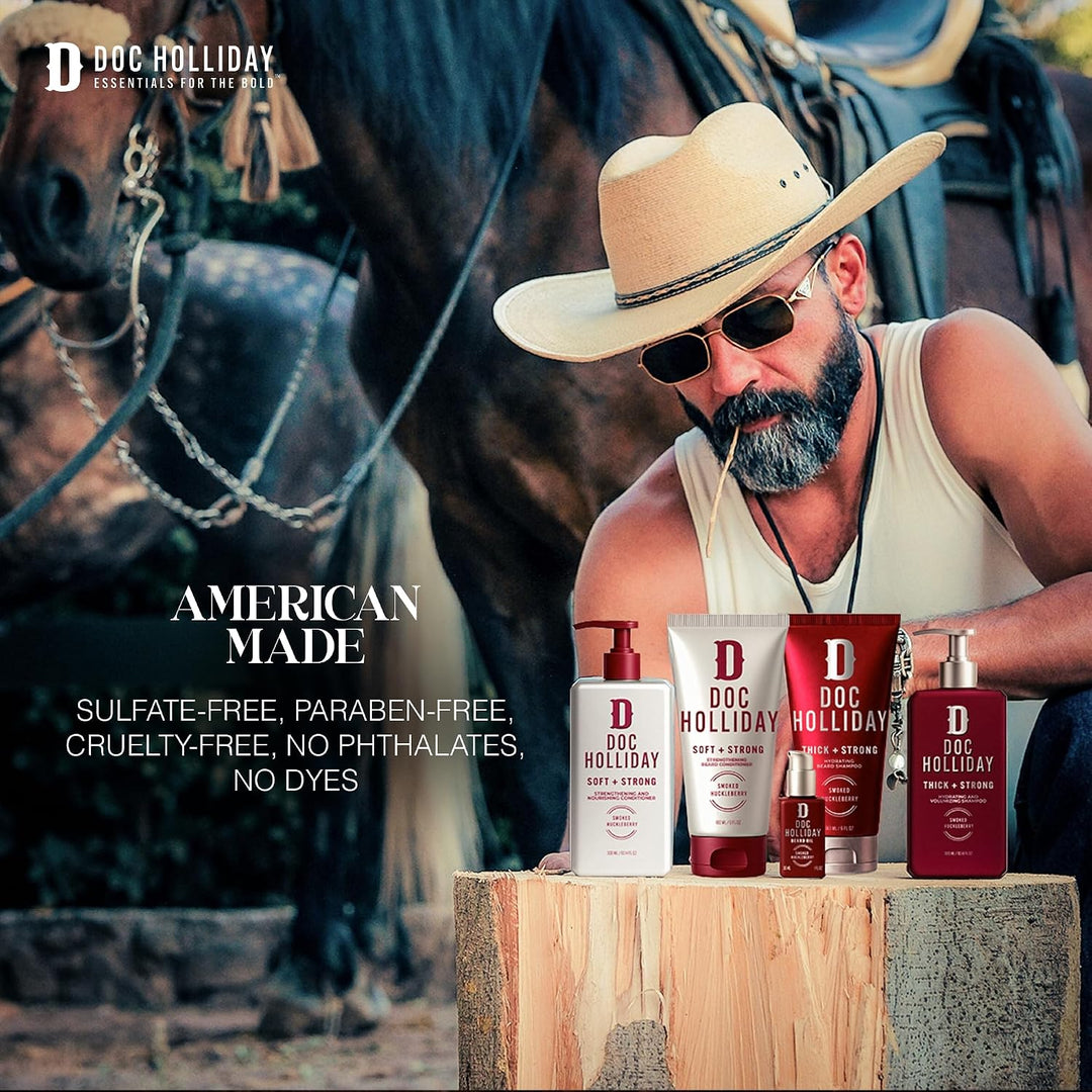 DOC HOLLIDAY Acondicionador fortalecedor suave y fuerte para barba,...