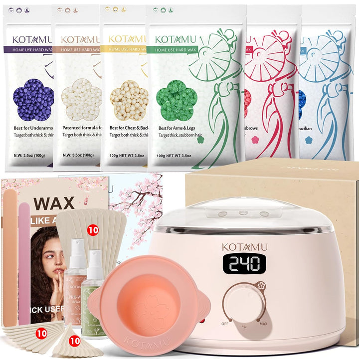KOTAMU Calentador de cera, kit de depilación para mujeres y hombres...