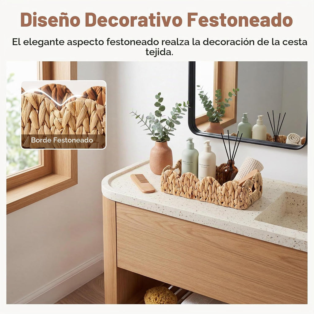 StorageWorks Cesta festoneada de mimbre, cestas de baño pequeñas para