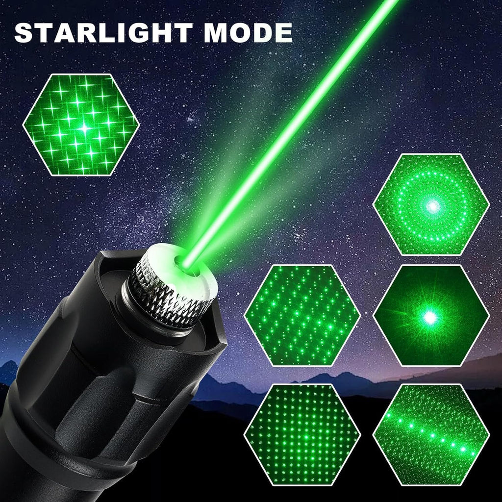 puntero láser verde, recargable por USB, enfoque ajustable