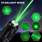 puntero láser verde, recargable por USB, enfoque ajustable