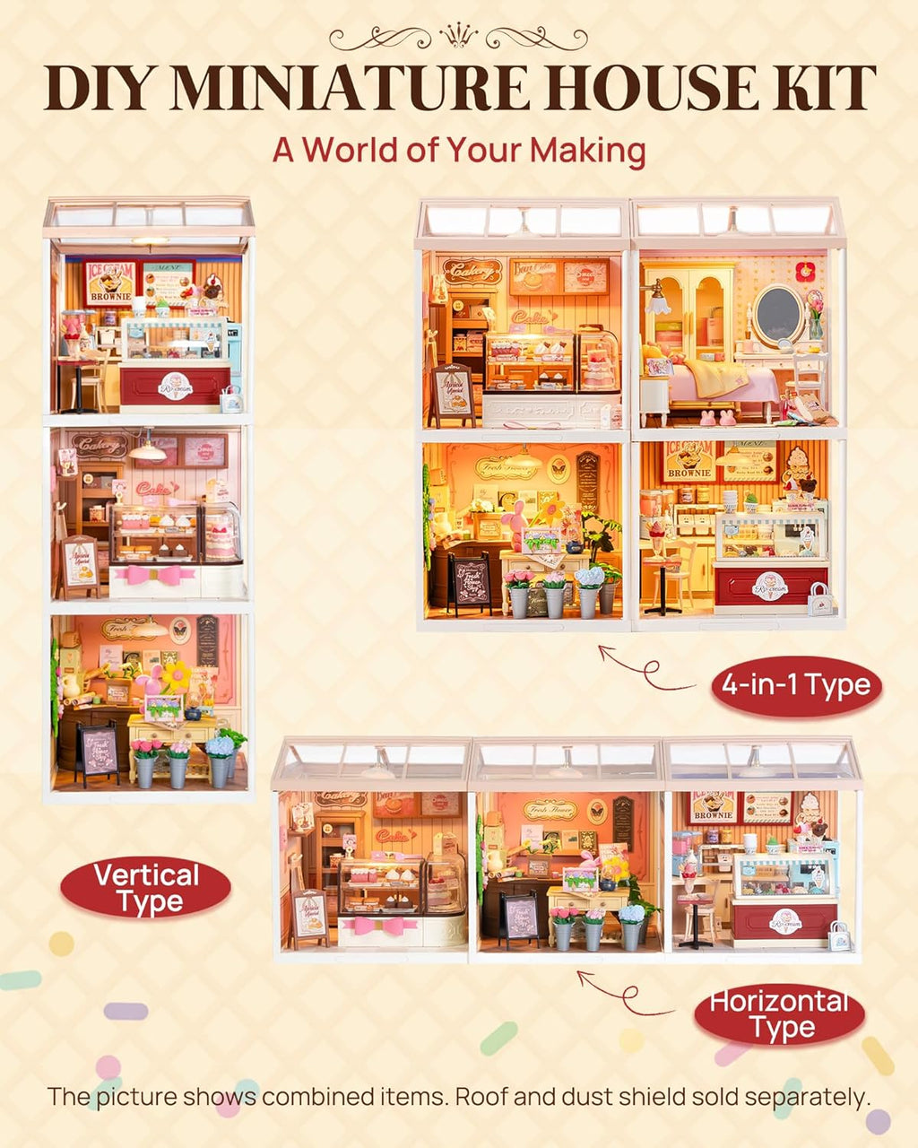 Rolife Super Creator DIY Juego de construcción de casas de plástico en miniatura Tienda de helados