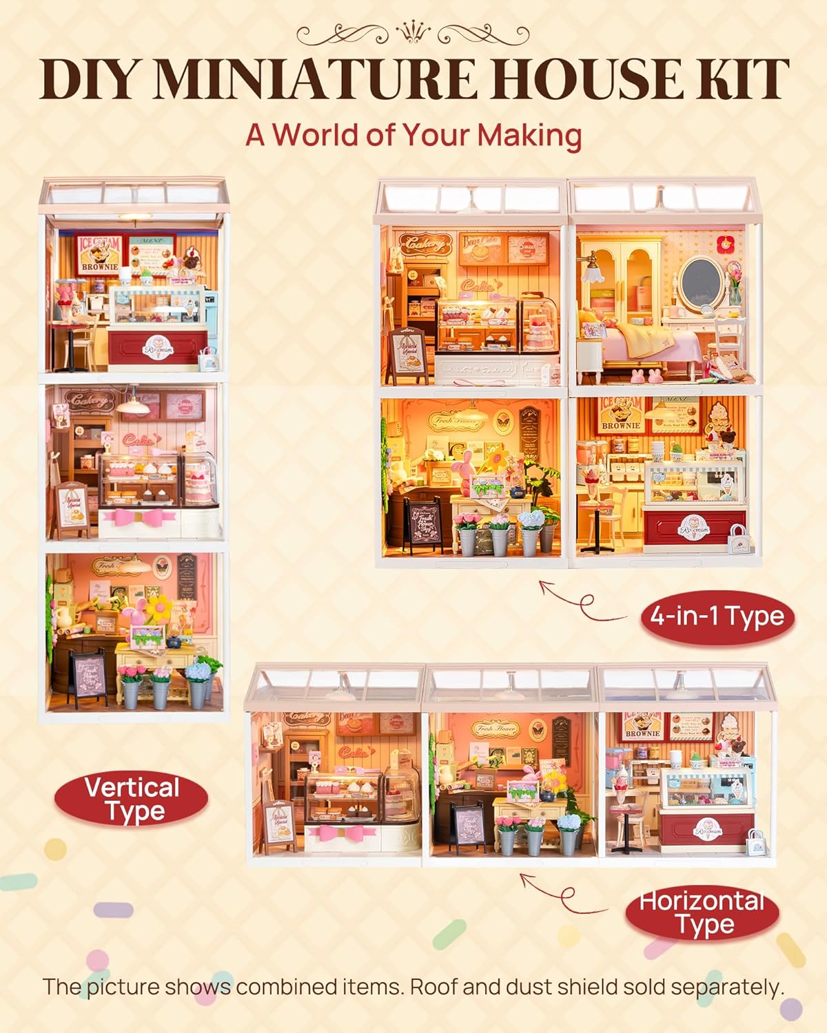 Rolife Super Creator DIY Juego de construcción de casas de plástico en miniatura Tienda de helados