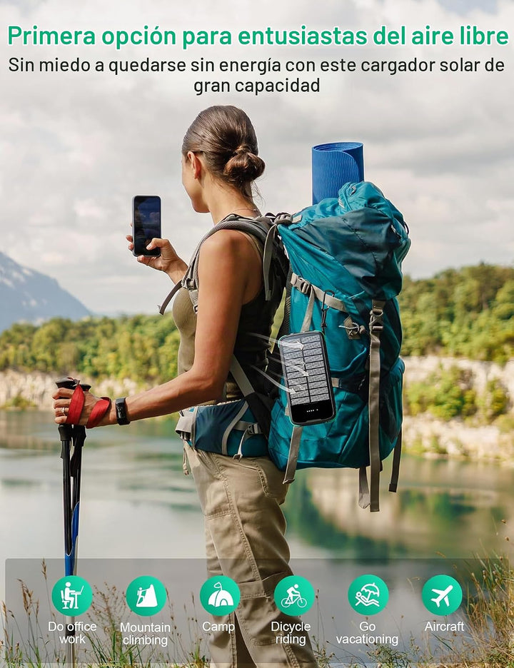 SOXONO Cargador Solar Power Bank, PD 20W Carga Rápida Batería Exter...