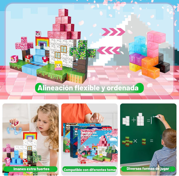 Annexfun Bloques magnéticos - 100 piezas de bloques de construcción...