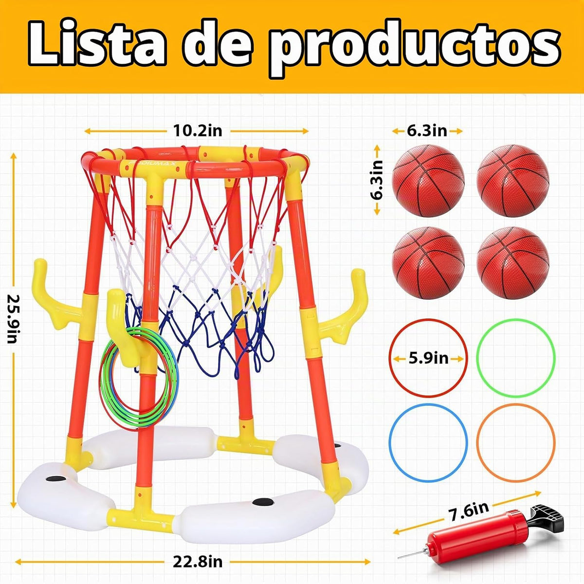 2 en 1 - Juguetes de lanzamiento de aro y anillo de baloncesto