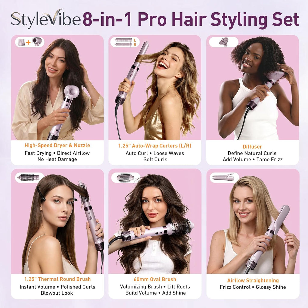Mythsight StyleVibe - Moldeador de aire 8 en 1 de doble voltaje con difusor