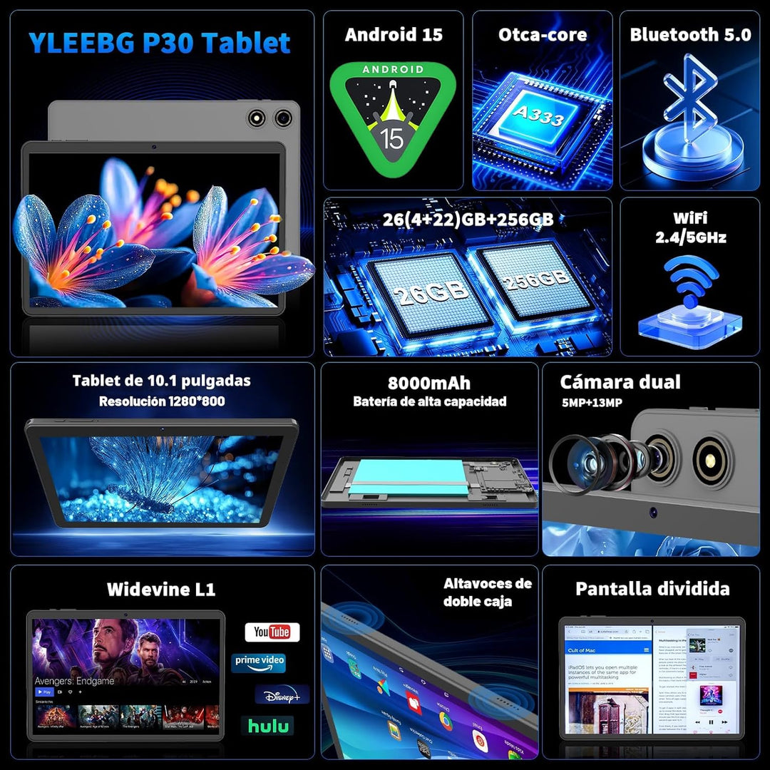 2026 Tableta de 10 Pulgadas con Teclado, Tableta Android 15 con Gem...