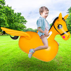 ZHUYNXIR - Juguete inflable de unicornio inflable para niños a partir de 3 años, equipo de juego de salto para interiores y exteriores con mango y alas, divertido caballo animoso de actividad física