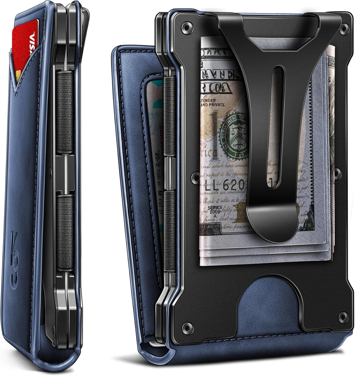 KEMISANT Billetera para hombre - Cartera delgada con clip para dine...