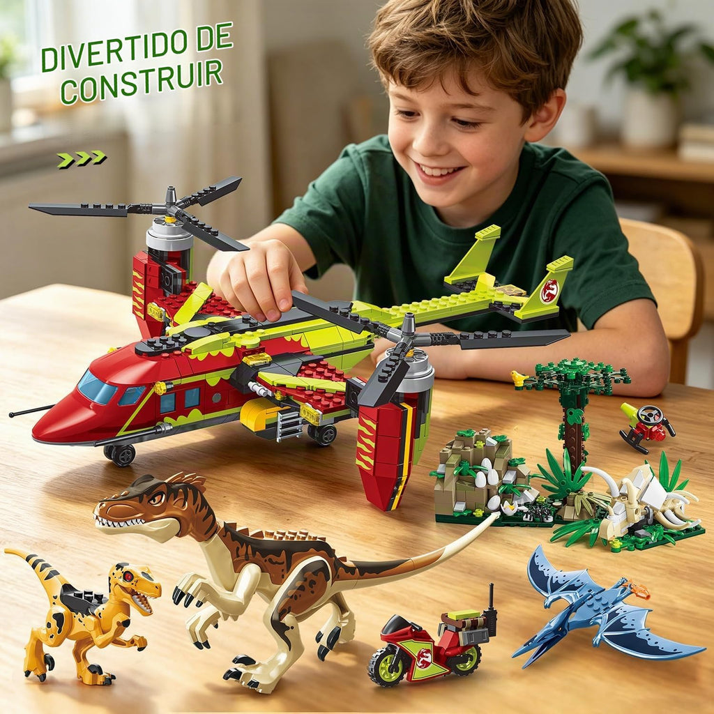 HOGOKIDS Juego de juguetes de construcción de aviones 3 en 1 con dinosaurio