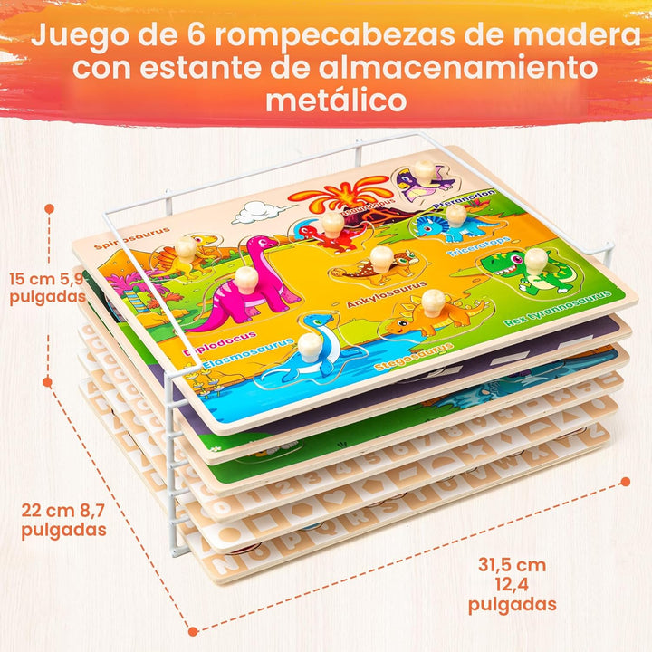 SYNARRY Rompecabezas de madera para niños pequeños de 1 a