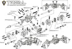 TREAL TRX4M Ejes Portal Delantero Kit Completo CVD Eje Aluminio 7075 Carcasa de eje mecanizado CNC para 1/18 TRX-4M (Plata)