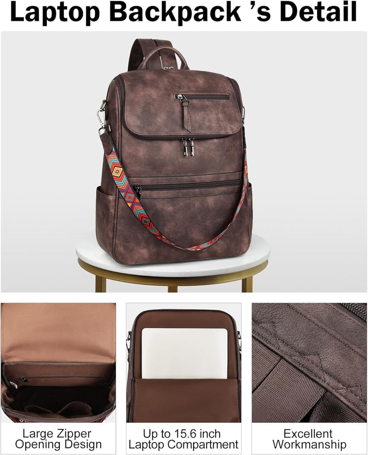 FADEON Mochila para computadora portátil para mujer, mochila de via...