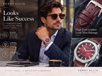 Reloj Perry Ellis para hombre con energía solar | Relojes de pulsera analógicos resistentes al agua de cuero vegano para hombre | Caja de 42mm | Relojes para hombres | Elegante regalo para hombre
