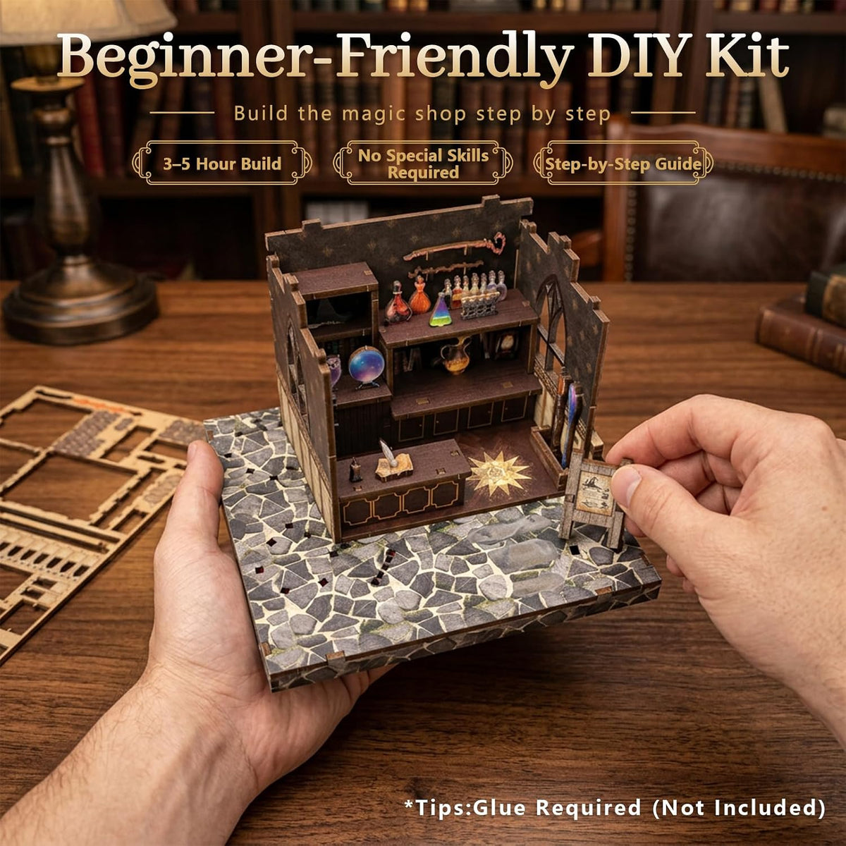 Kit de casa en miniatura de bricolaje, kit de rincón de libro Magic