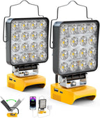 2 luces de trabajo LED inalámbricas compatibles con batería Dewalt de 20 V