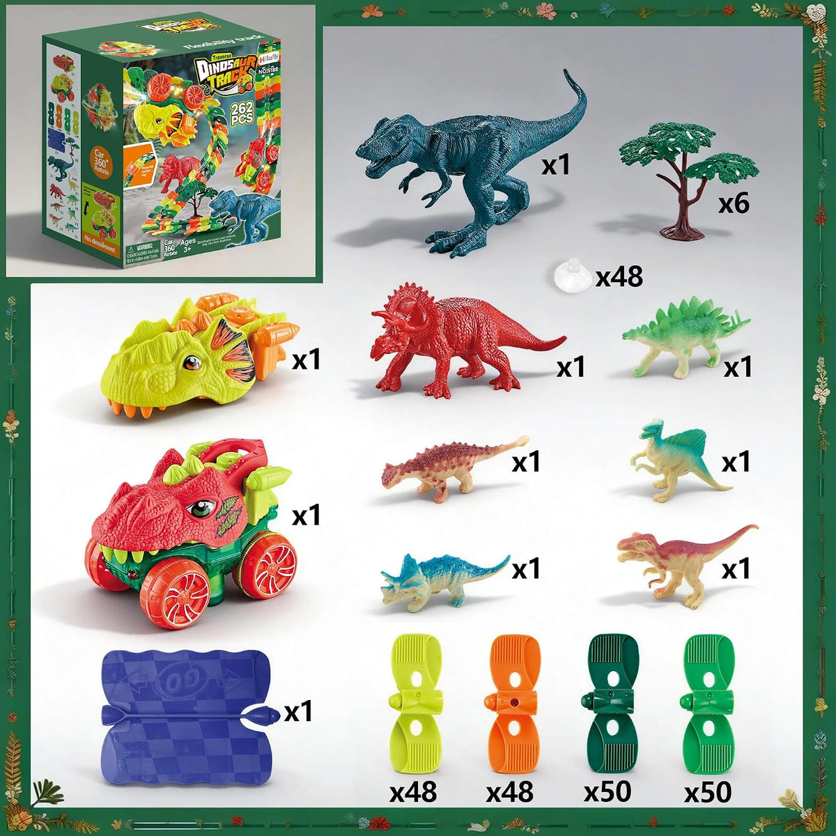 Juguete de pista de dinosaurio, juego de pista de carreras de