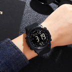 XCZAP Reloj deportivo digital negro para hombre, reloj táctico militar de cara grande, resistente al agua 5ATM, retroiluminación LED, alarma, cronómetro, doble hora