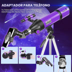 Telescopio, telescopio para adultos y niños y principiantes de astronomía, 3.150 in de apertura de 23.622 in telescopios refractores portátiles FMC óptica con trípode de montaje AZ