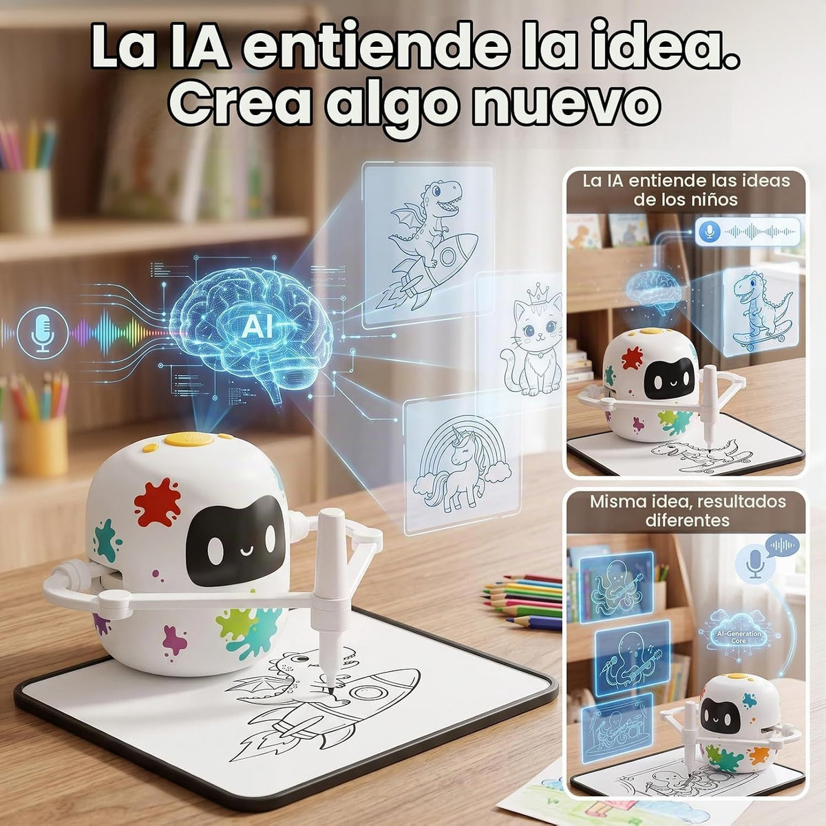 Mewaii Robot de dibujo para niños, robot AI con activación por voz