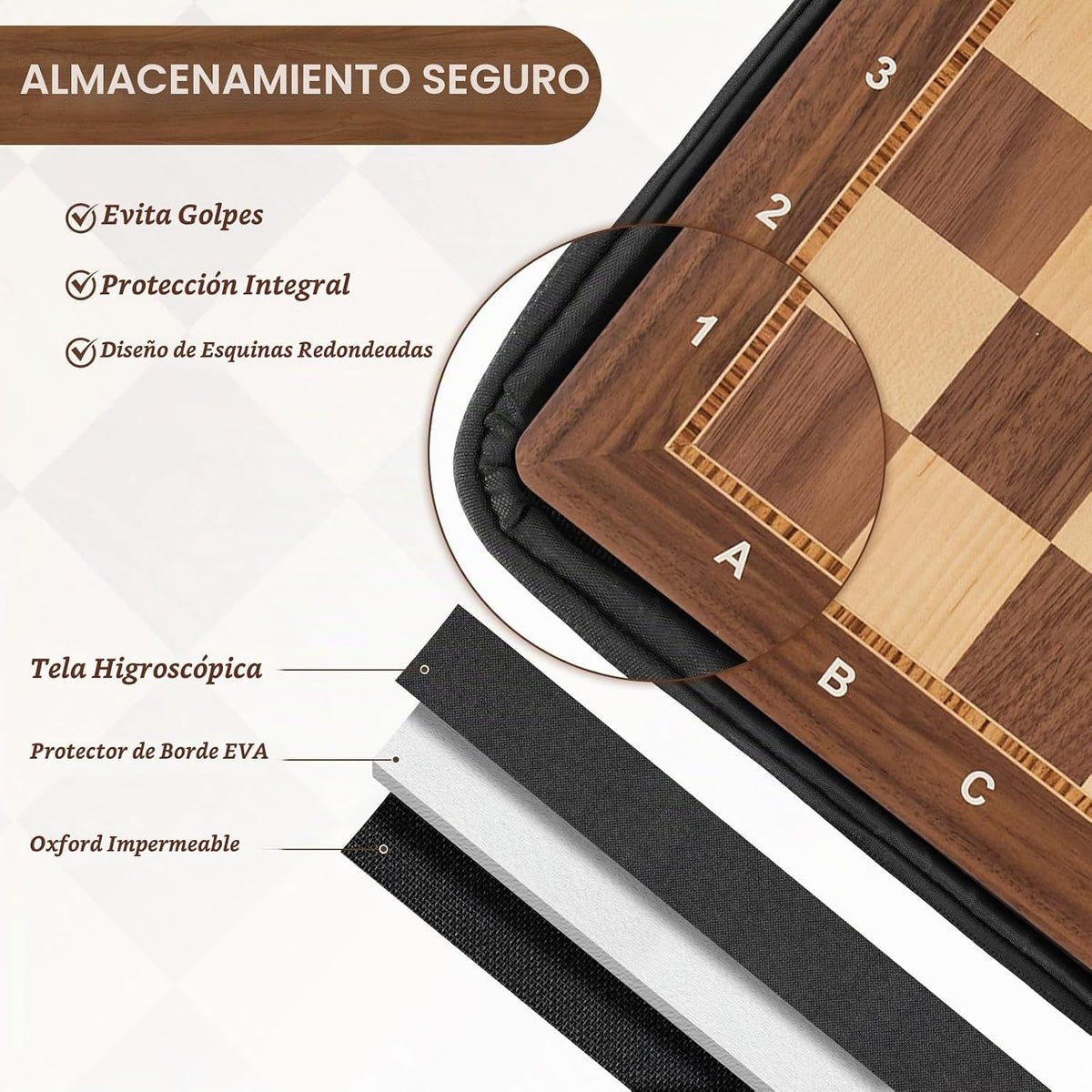 Peradix - Tablero de ajedrez de madera de 18.89 pulgadas, tablero de