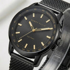 Perry Ellis Reloj para hombre con energía solar | Correa de malla de acero | Relojes de pulsera analógicos resistentes al agua para hombre | Caja de 43mm | Bisel de tacómetro de aluminio | Elegante
