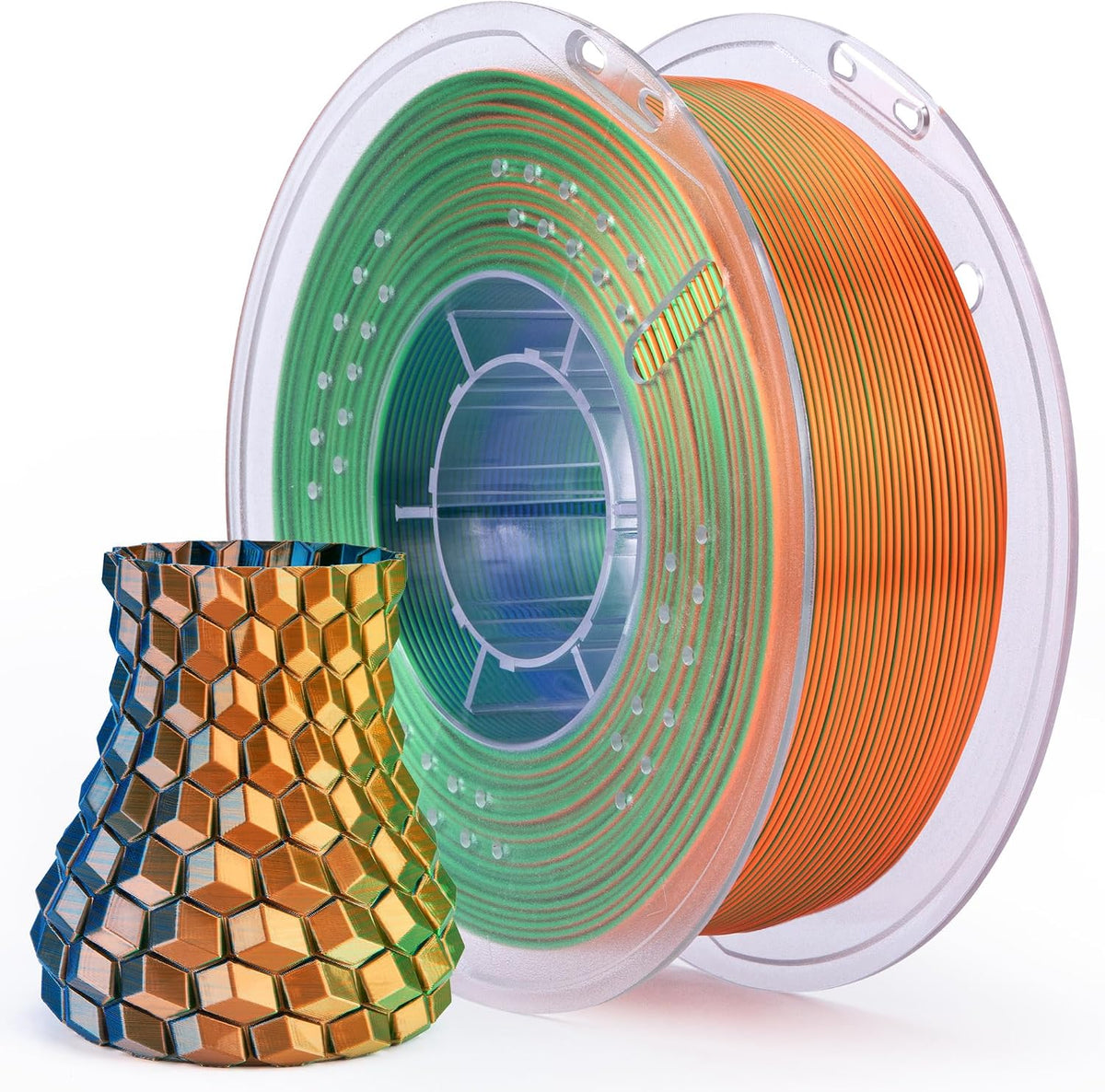 ELEGOO Filamento PLA de seda triple colores azul, verde y naranja |...