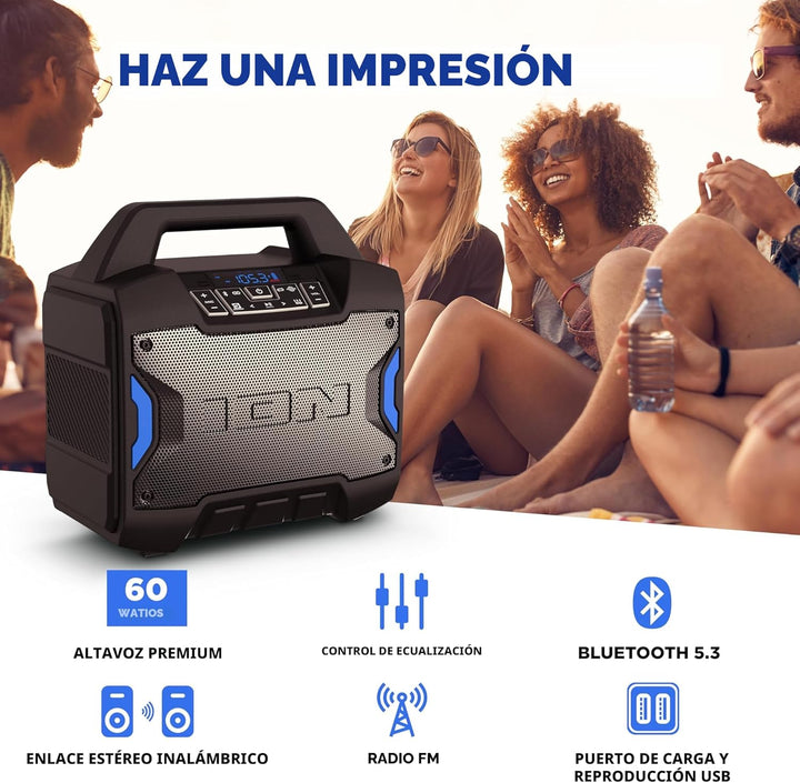 ION Tailgater Boom - Altavoz Bluetooth portátil para exteriores con...