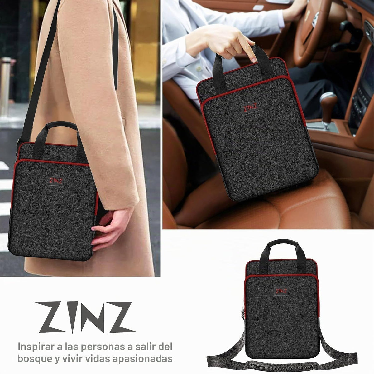 B01K02 - Bolso de hombro expandible 12.9 13 con compartimento para
