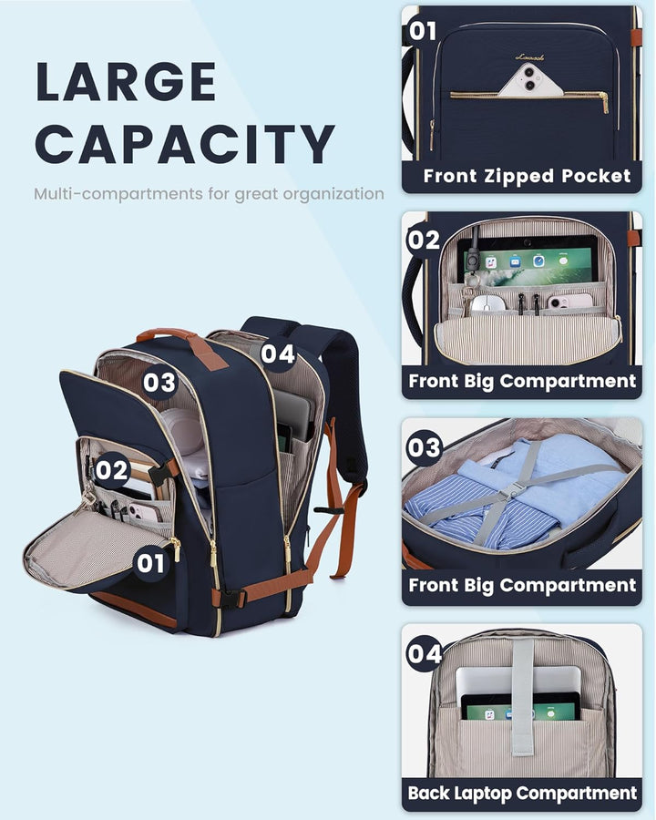LOVEVOOK Mochila de viaje para mujeres y hombres, 40L, aprobada por...
