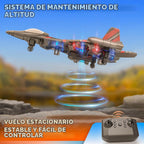 Avión RC BEZGAR para niños, Jet de combate con luces LED y giro 360°, Rojo