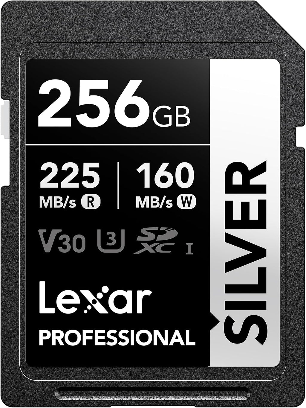 Lexar Tarjeta de memoria SD plateada de 256 GB, lectura de 225 MB/s, 4K