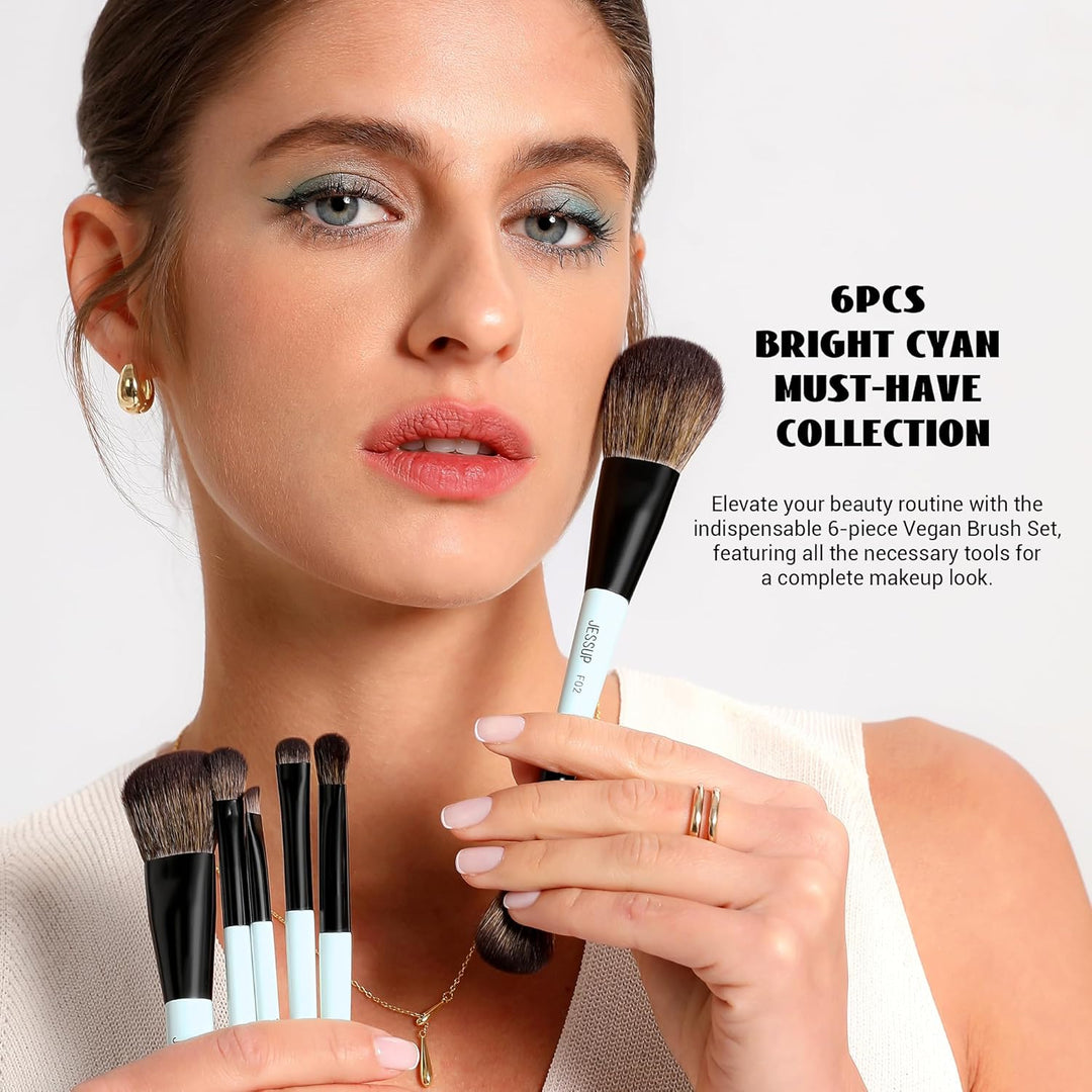 Jessup Juego de brochas de maquillaje 6 piezas, brochas de maquilla...