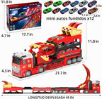 Camión 3 en 1 con Pista de Carrera Plegable de 45'', Juguete de Camionetas para Niños de 4-8 Años