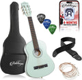 Ashthorpe Guitarra acústica infantil de 30 pulgadas (verde menta), kit de inicio para principiantes con bolsa de concierto, cuerdas adicionales, correa, púas y lecciones