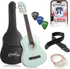 Ashthorpe Guitarra acústica infantil de 30 pulgadas (verde menta), kit de inicio para principiantes con bolsa de concierto, cuerdas adicionales, correa, púas y lecciones