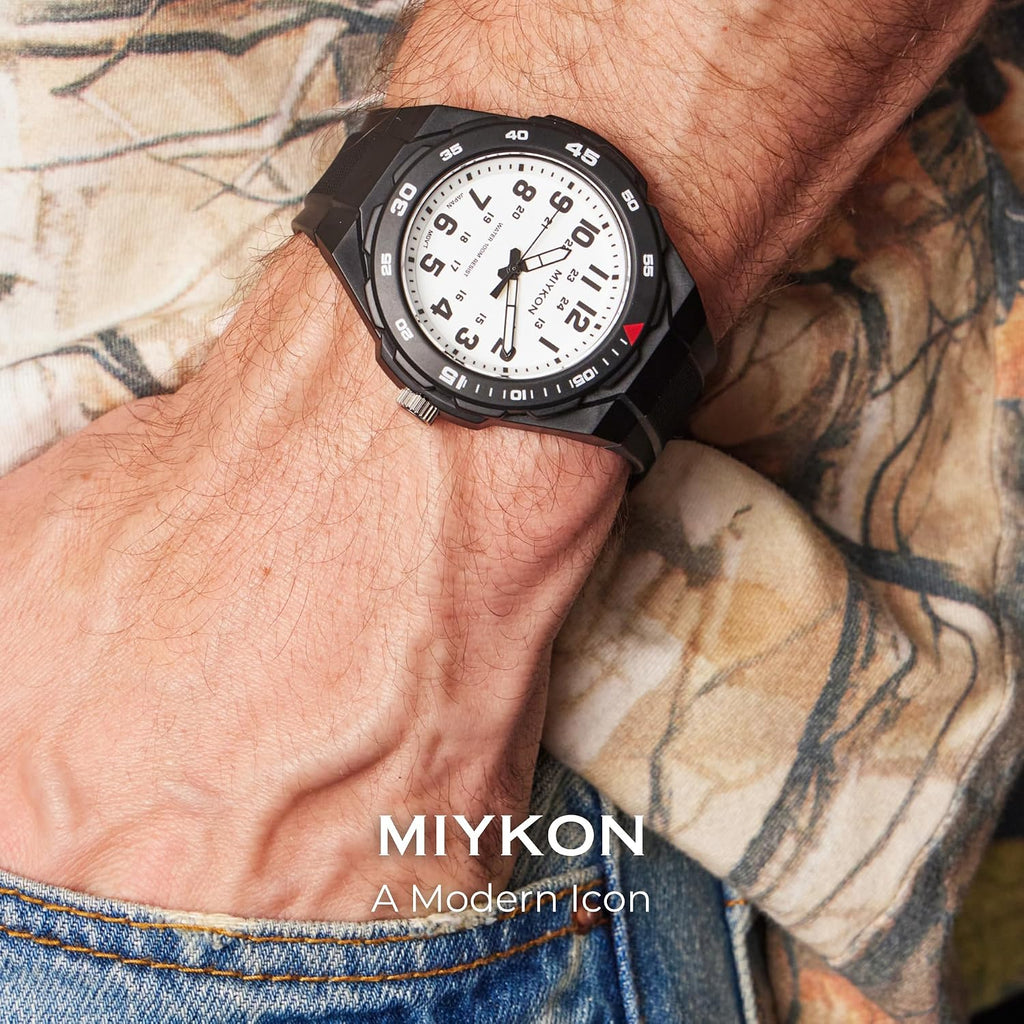 Miykon Reloj deportivo para hombres negro, buceo, bisel giratorio, resistencia al agua 100M