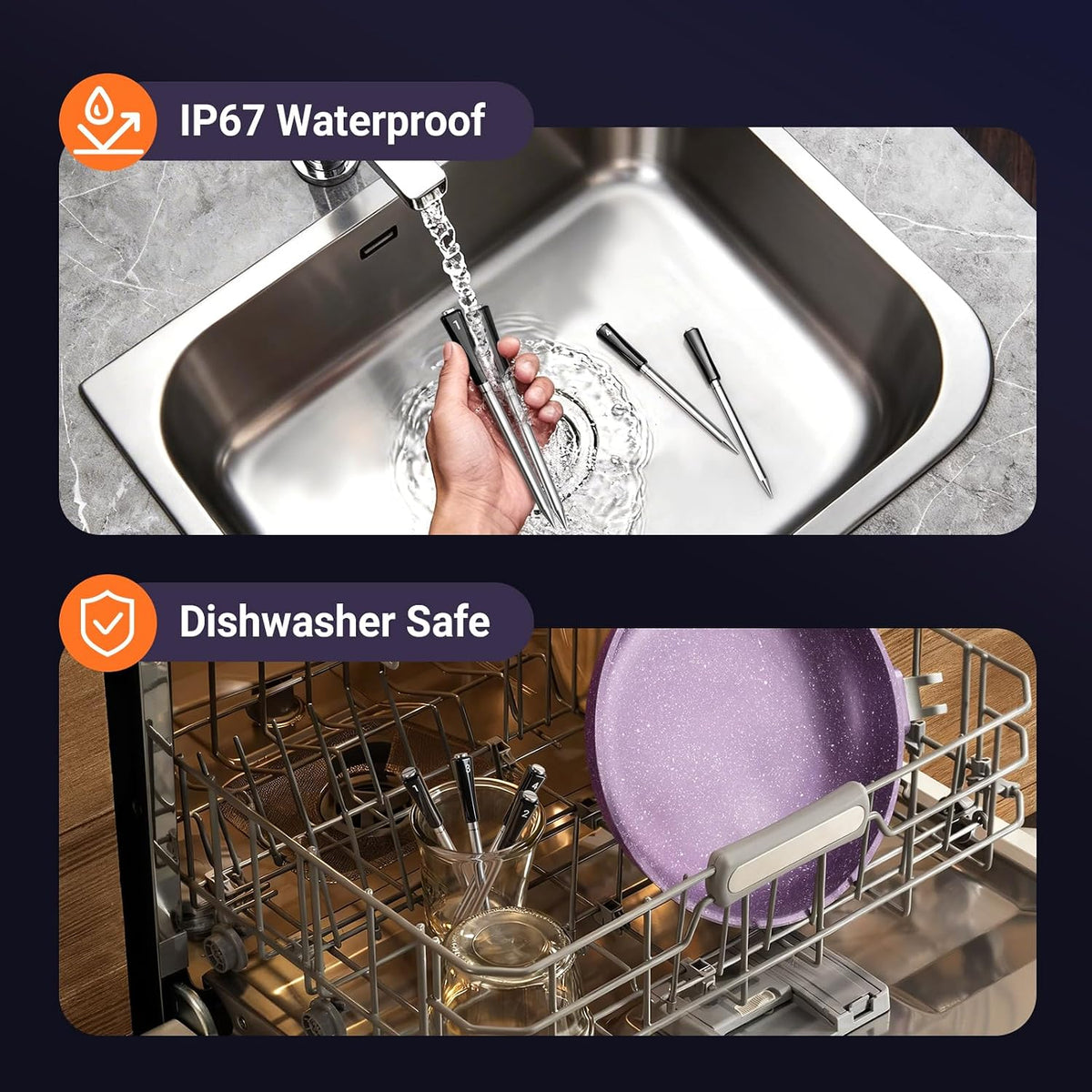 Termómetro inalámbrico digital para carne, con 4 sondas e impermeabilidad IP67, 2 sensores en 1 sonda, WiFi de alcance ilimitado, monitoreo en tiempo real, termómetro inteligente de carne para cocinar