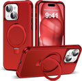 SKYLMW Funda compatible con iPhone 15 con soporte magnético O-Ring invisible de grado militar para iPhone 15 de 6.1 pulgadas [compatible con Mag-Safe] [Gran sensación de agarre], color rojo